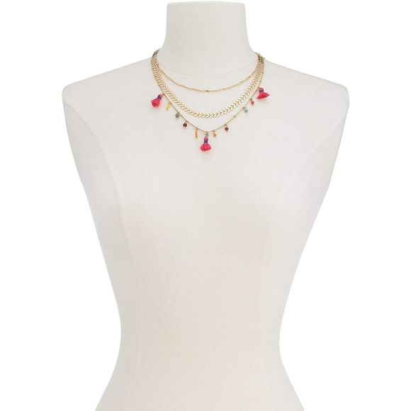 4/$25 INC Gold Tassel 15" Layered Necklace NEW - Picture 2 of 2